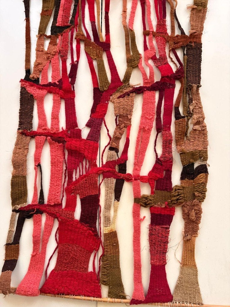 Textielkunst wandkleed mid century Modern Tapestries, Ophalen, 92 cm, Textiel, Rood