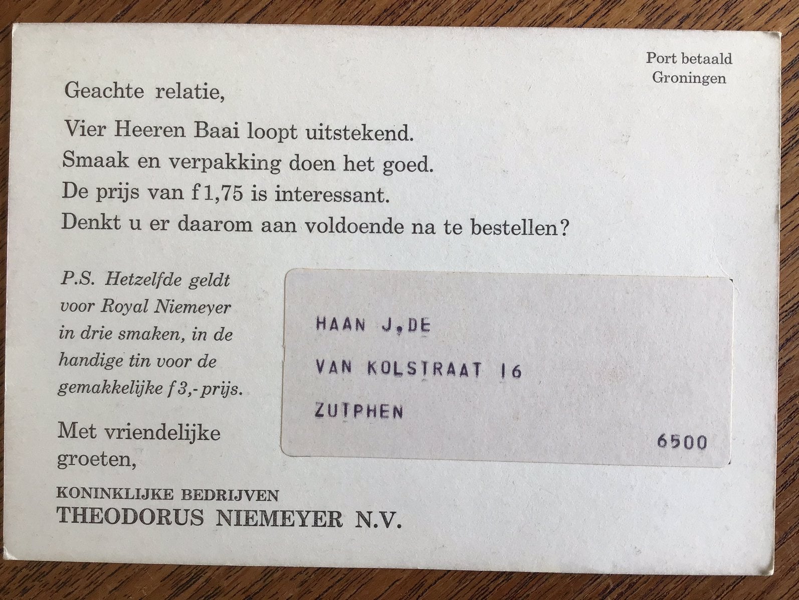 Reclamekaart - Vier Heeren Baai, Ophalen of Verzenden, Gelopen