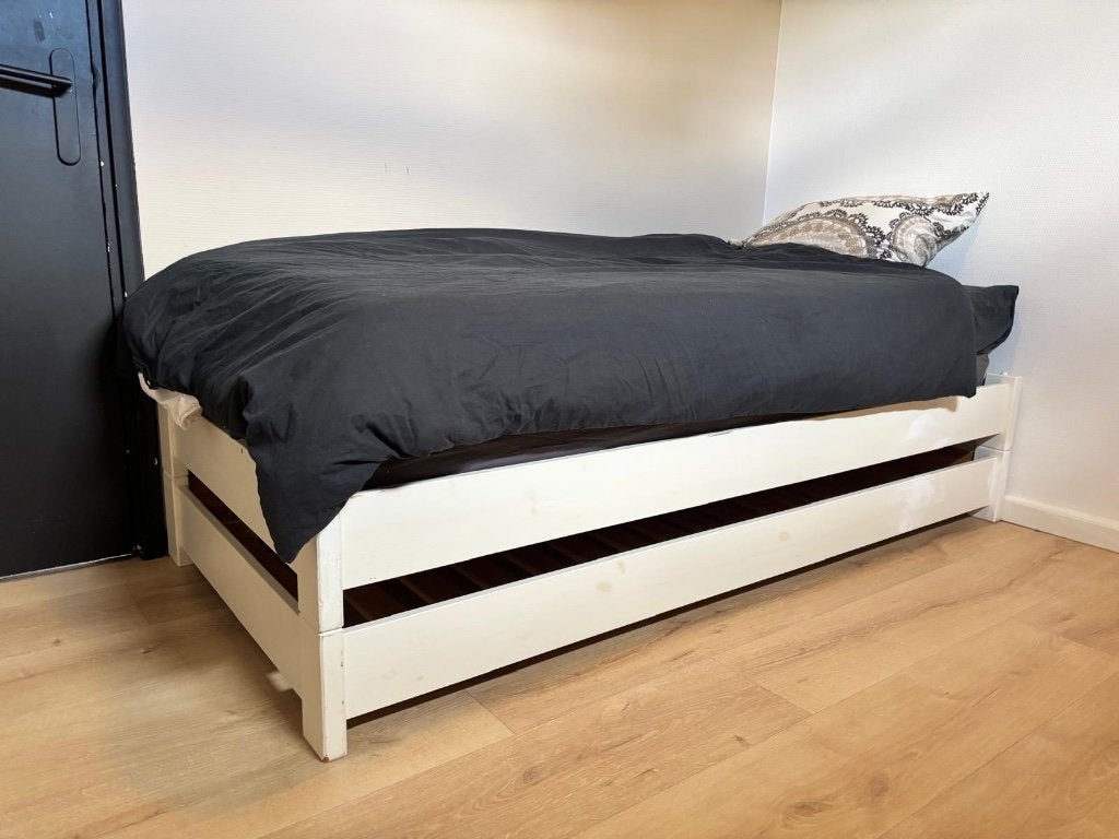 Logeerbed, Ophalen, 90 cm, Wit, 200 cm