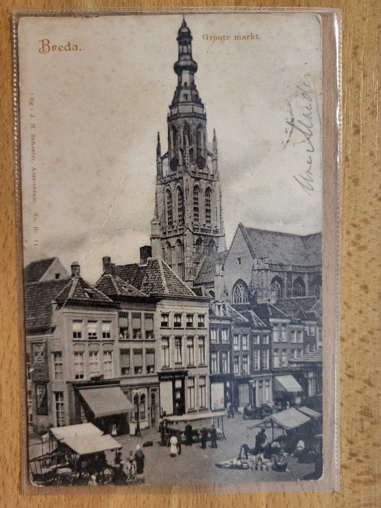 ansicht BREDA Grote Markt 1901 - Prachtkaart, Ophalen of Verzenden, Voor 1920, Noord-Brabant