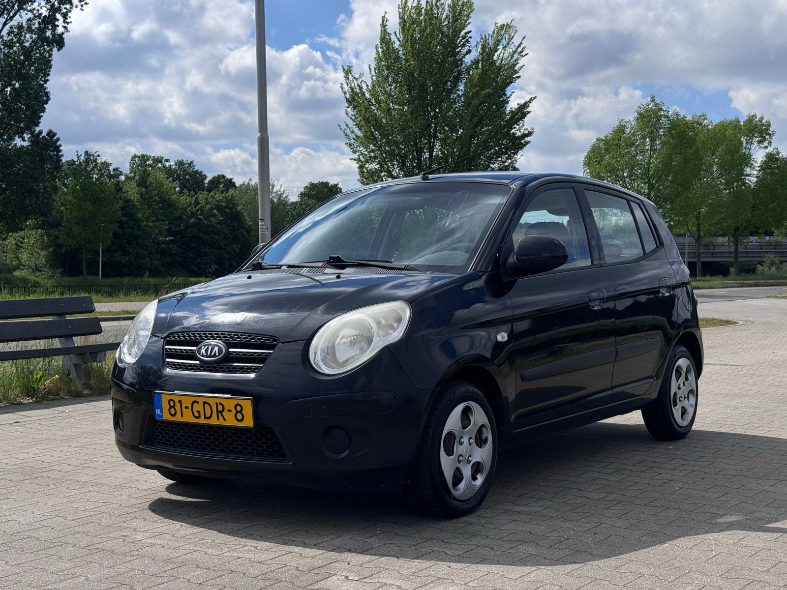 Kia Picanto 1.0 2008 | AIRCO | TREKHAAK | ZUINIG | NETJES, Auto's, Voorwielaandrijving, 836 kg, Zwart, 4 cilinders