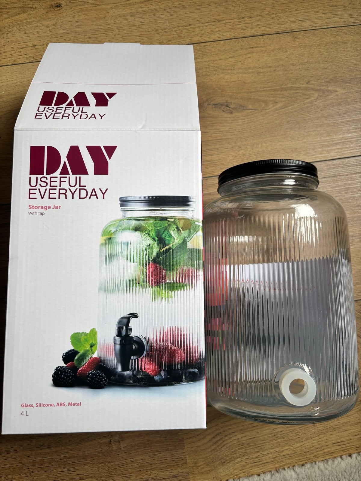 Glazen drankdispenser met kraan - 4L, Huis en Inrichting, Keuken | Keukenbenodigdheden, Nieuw, Ophalen of Verzenden, Overige merken