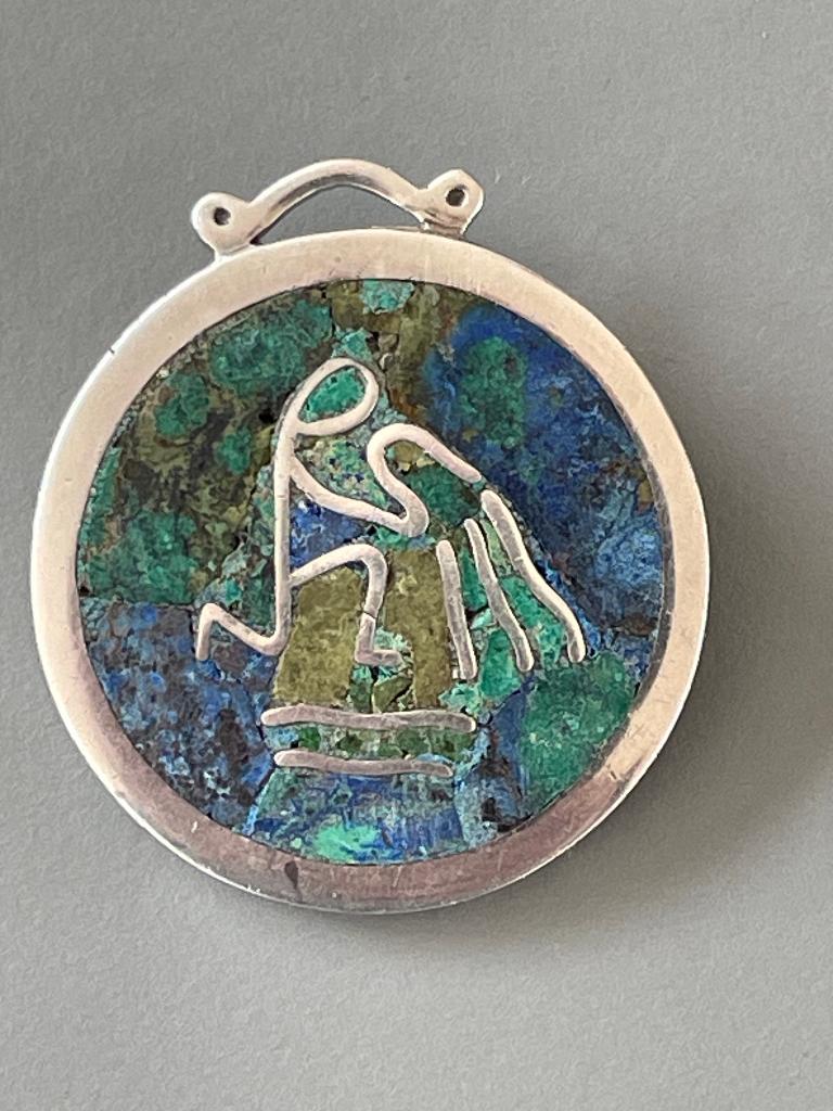 Broche sterrenbeeld waterman | zilver | Mexico, Ophalen, Gebruikt, Minder dan 4 cm, Met edelsteen