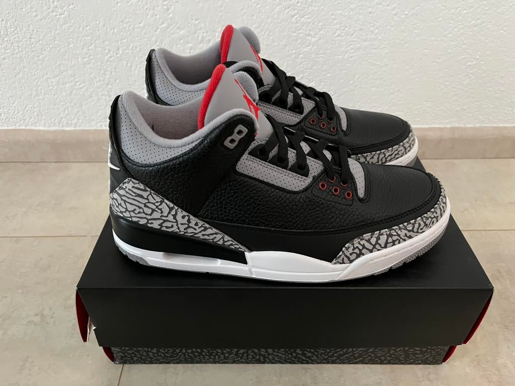 Air Jordan 3 Retro OG Black Cement Maat 44, Zwart, Nieuw, Ophalen of Verzenden, Sneakers of Gympen