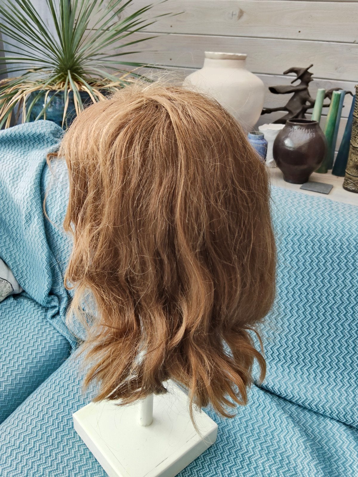 pruik van echt haar, donkerblond, als nieuw, Sieraden, Tassen en Uiterlijk, Ophalen, Zo goed als nieuw, Pruik of Haarverlenging