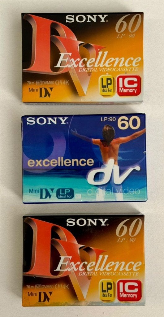 3 SONY Excellence Mini DV cassettes, TOPKWALITEIT, Mini dv, Nieuw, Band, Disc of Geheugen, Sony