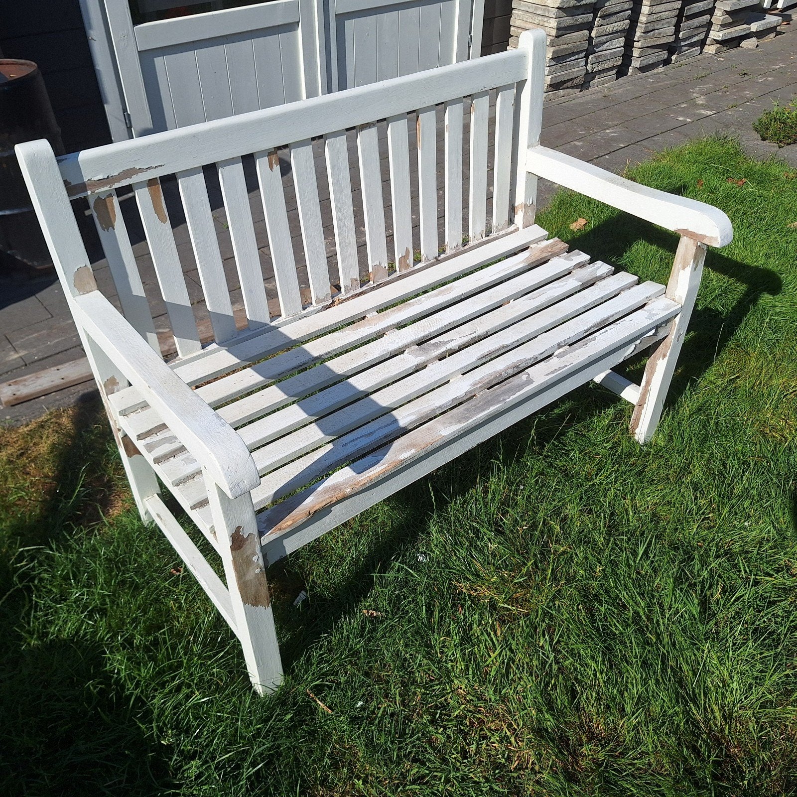 Tuinbank wit - opknapper, Ophalen, Gebruikt, Hout
