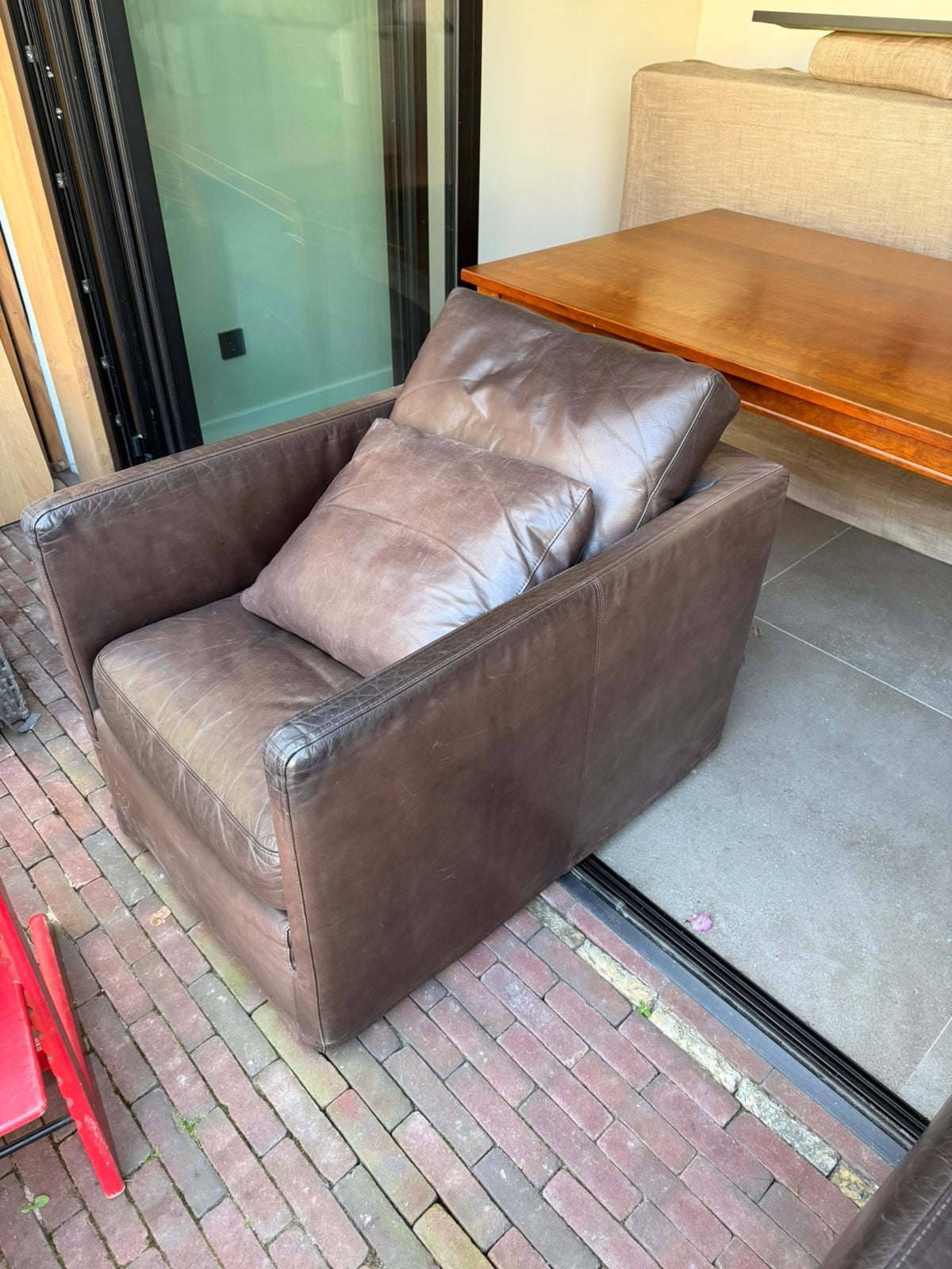 Linteloo design (Easy Living Fauteuil), Huis en Inrichting, Fauteuils, Gebruikt, Leer, 75 tot 100 cm, 75 tot 100 cm, Ophalen