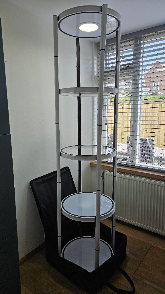 Twister mobiele vitrine | LED | Inklapbaar | Draagtas, Ophalen, 200 cm of meer, 50 tot 100 cm, Zo goed als nieuw