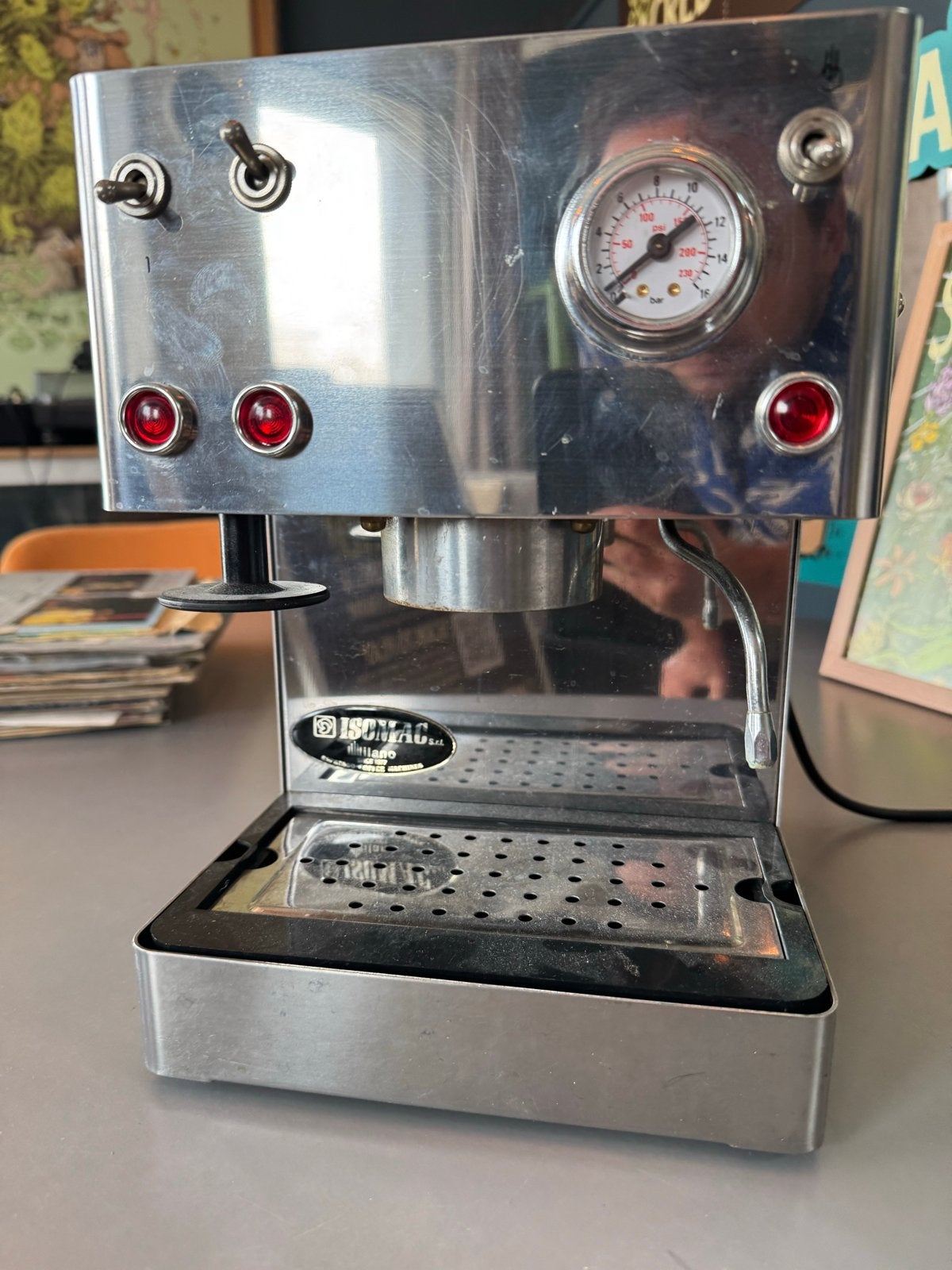 Isomac Giada/Supergiada Espressomachine - Zonder Piston, Stoompijpje, Gebruikt, Espresso apparaat, Gemalen koffie