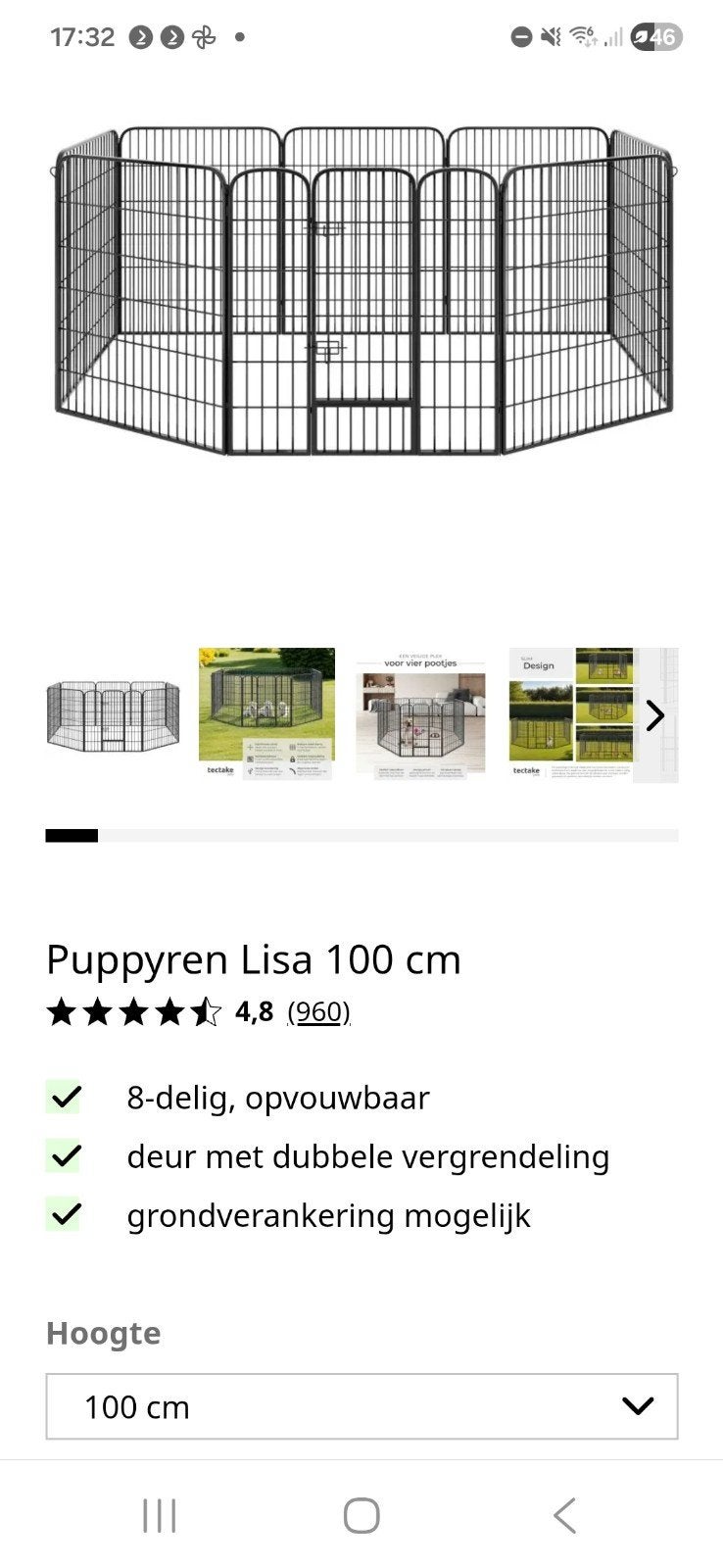 Puppy / hondenren bench TecTake Lisa, Ophalen, Zo goed als nieuw