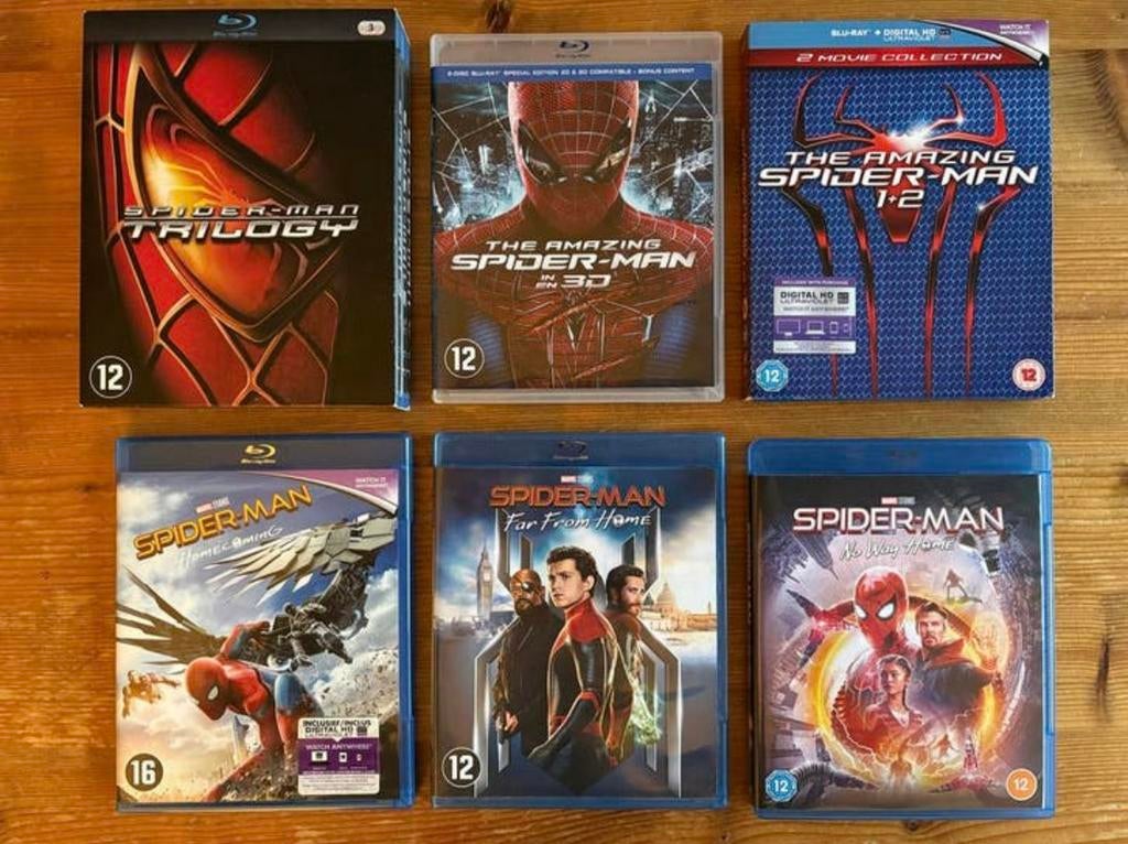 Blu-Ray: Spiderman 2 trilogieën + Amazing Spiderman 1&2, Cd's en Dvd's, Blu-ray, Ophalen of Verzenden, Zo goed als nieuw