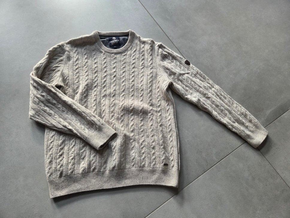 Campbell Heren Kabeltrui Maat L (valt als M), Maat 48/50 (M), Beige, Ophalen of Verzenden, Zo goed als nieuw