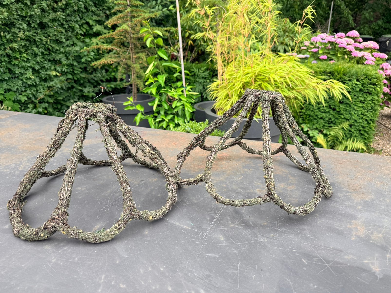 Lampenkappen net mos bekleed 2 stuks, Ophalen, Overige materialen, Gebruikt, Minder dan 30 cm