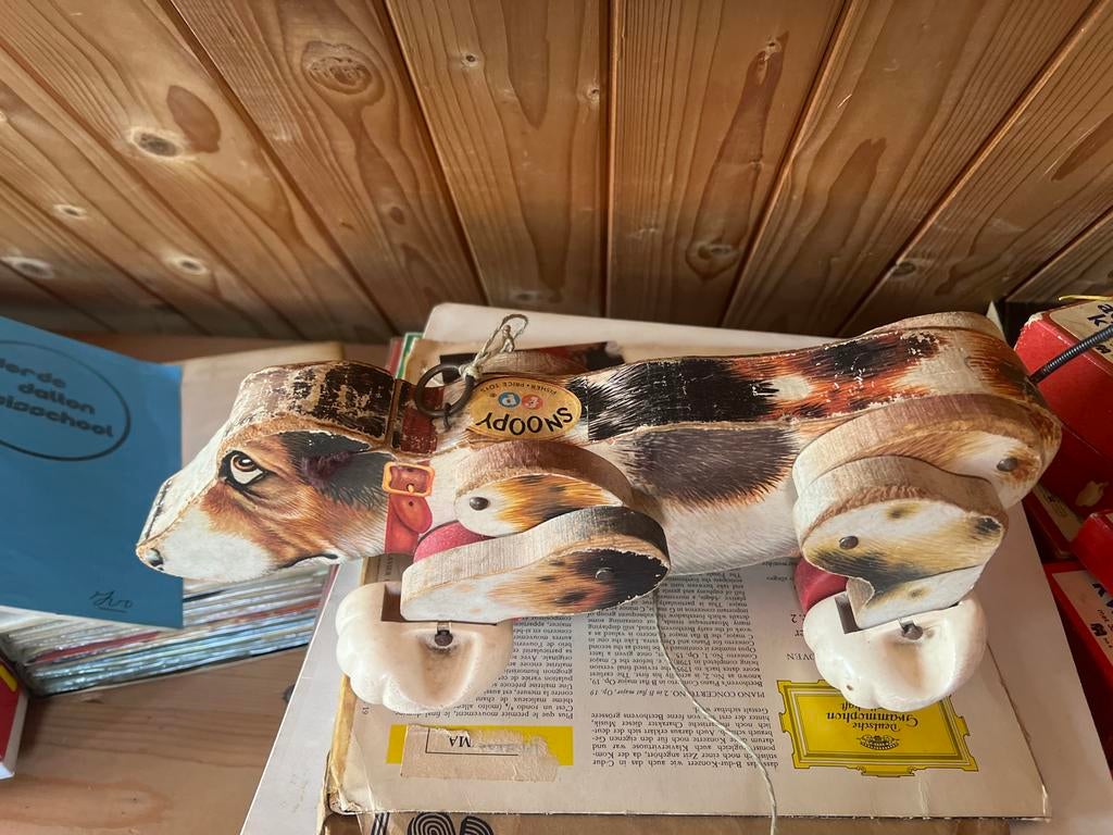Snoopy trekhond van hout, Ophalen of Verzenden, Gebruikt, Jongen of Meisje