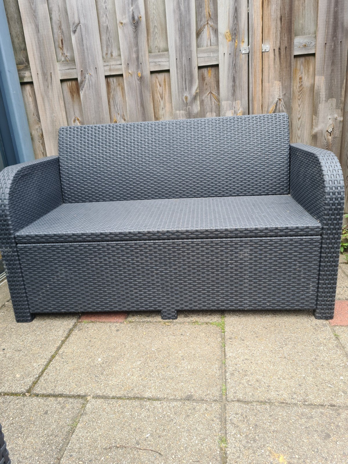 Loungeset tuin grijs met groene kussen,, Ophalen, Kunststof