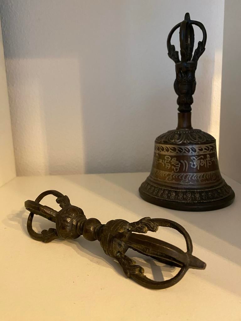 Antieke Tibetaanse Gebedsbel en Dorje Set, Ophalen of Verzenden