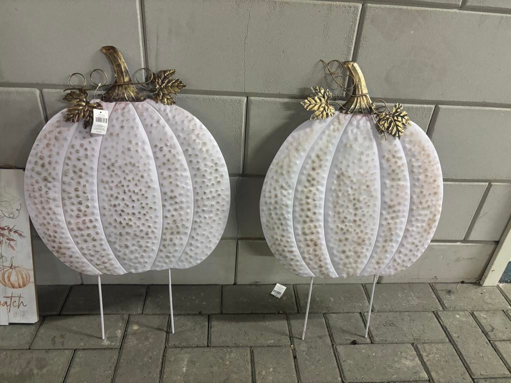 Nieuw twee metaal pompoenen hoogte 70 cm, Huis en Inrichting, Woonaccessoires | Overige, Ophalen of Verzenden, Nieuw, Metaal