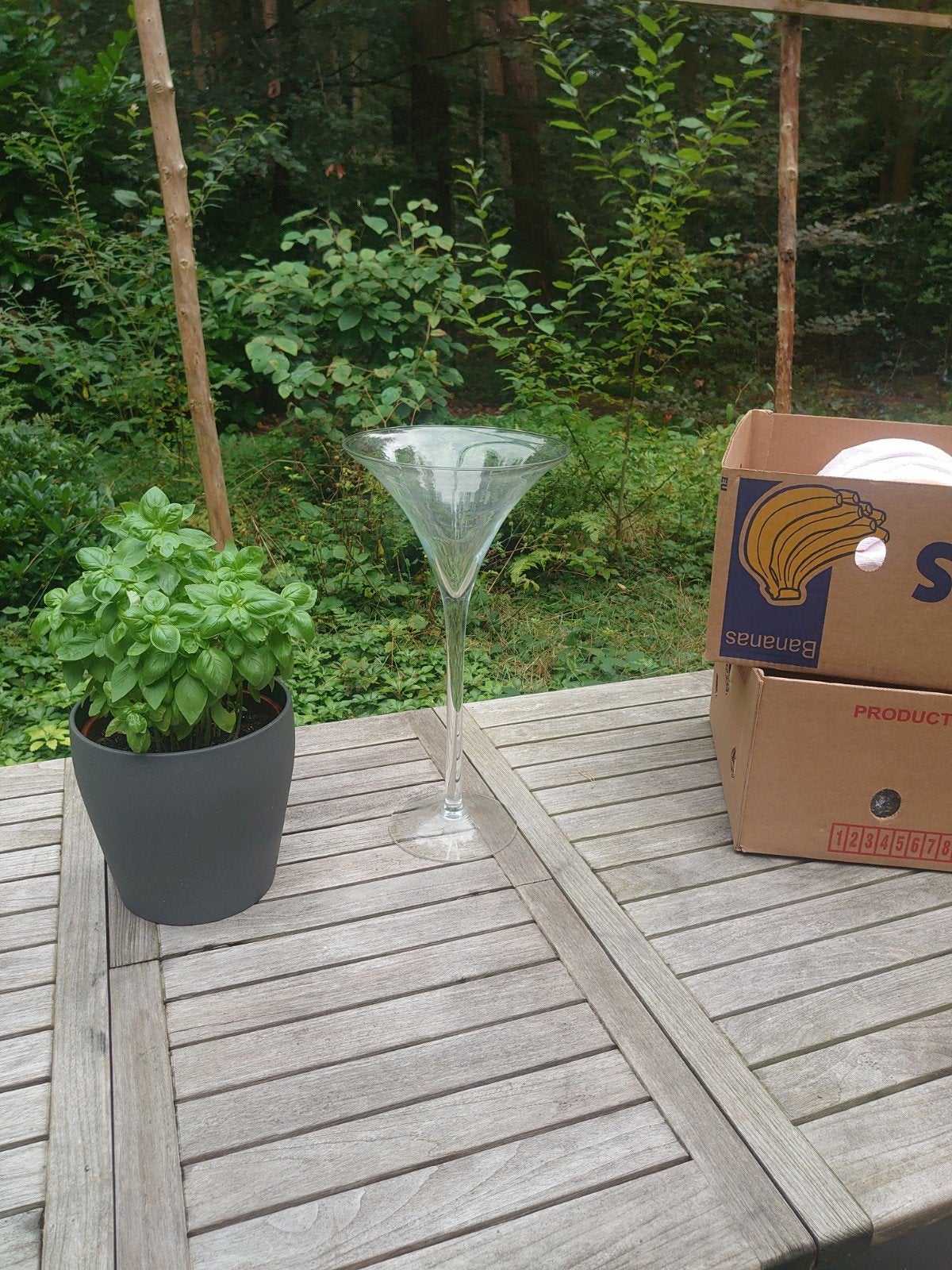 Grote glazen vaas/martini glas 50cm hoog, Huis en Inrichting, Ophalen, Op voet, Transparant, Glas