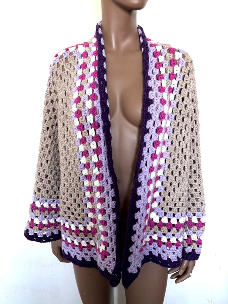 Handgehaakt vest mt 42., Kleding | Dames, Truien en Vesten, Verzenden, Zo goed als nieuw, Maat 42/44 (L)