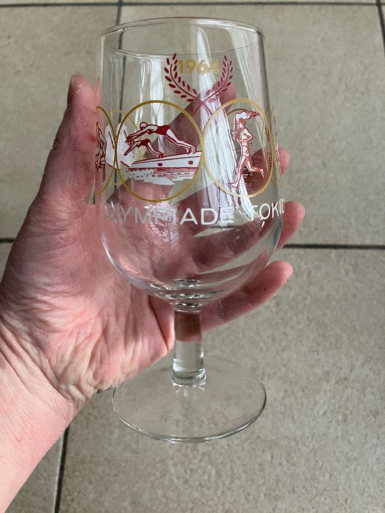 Glas Olympische Spelen Tokio 1964, Ophalen of Verzenden, Zo goed als nieuw, Frisdrankglas