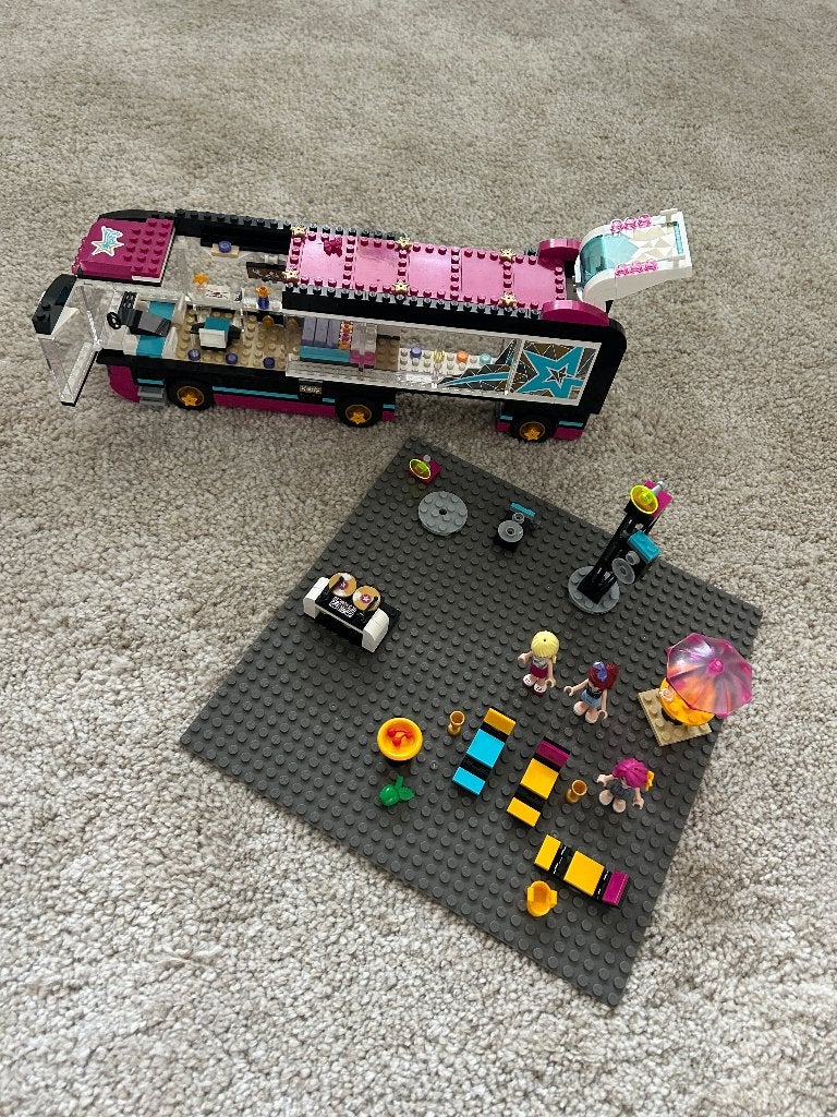 Lego Friends - Pop Star Tour Bus 41106 met extra grondplaat, Kinderen en Baby's, Speelgoed | Duplo en Lego, Gebruikt, Verzenden