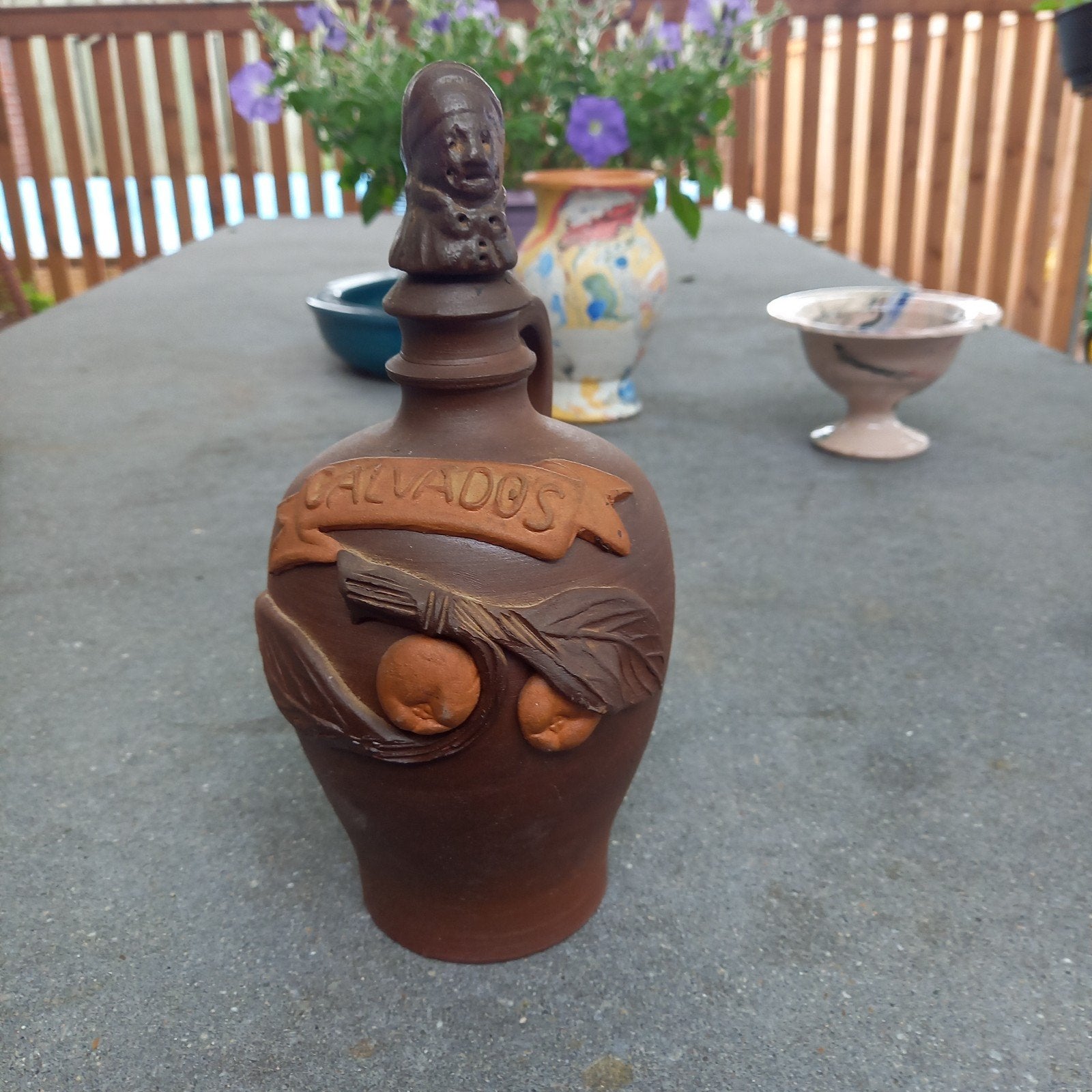 Vintage Franse Calvados kruik met originele stop Terracotta, Ophalen of Verzenden
