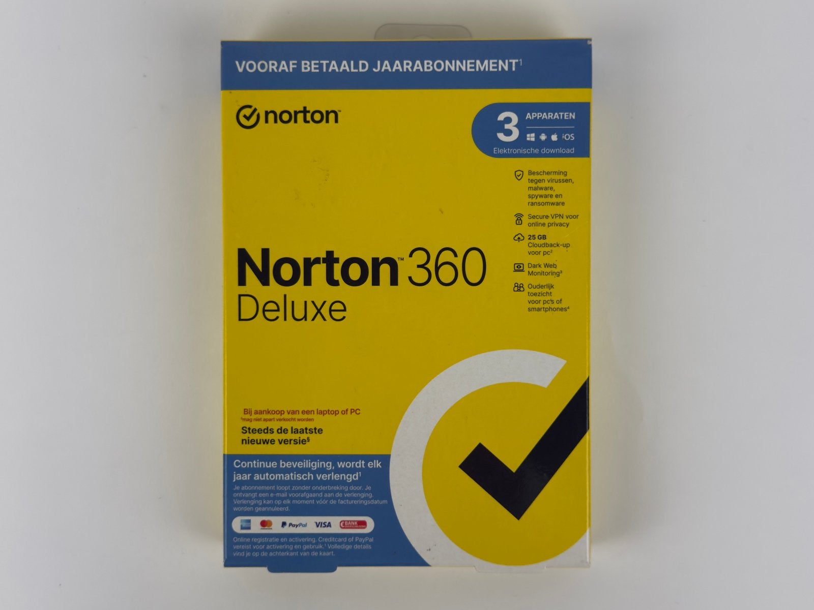 Norton 360 Deluxe 3 Apparaten – 1 Jaar – Nieuw & Ongebruikt, Computers en Software, Ophalen of Verzenden, Nieuw, MacOS