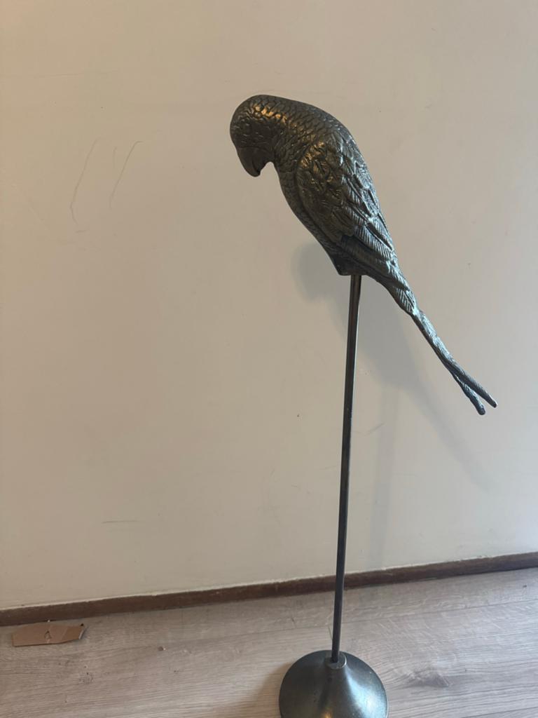 Decoratieve ijzeren vogel op stok - Goud/Brons - Pronto Wone, Ophalen of Verzenden, Gebruikt, Goud, Metaal