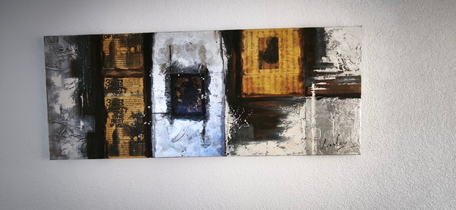 Abstract Canvas Schilderij 150x50cm - Modern Kunstwerk, Ophalen