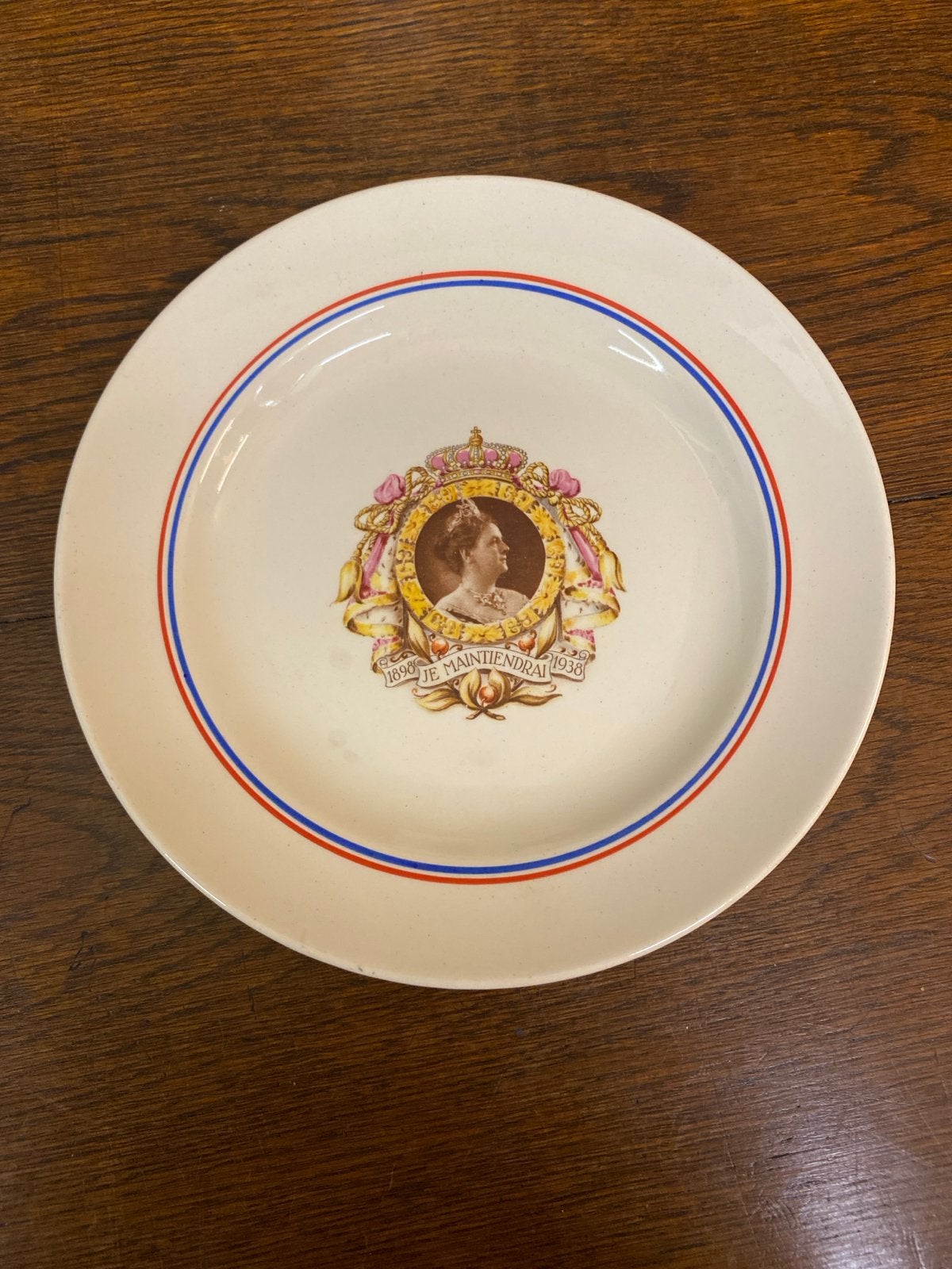 Petrus Regout Wilhelmina bord 1898-1938, 20,5 cm, Verzenden