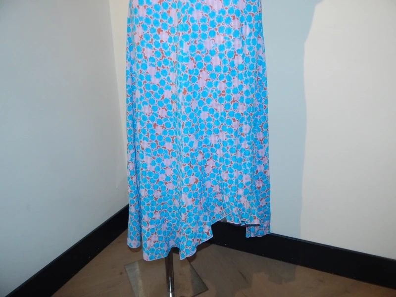 Stine Goya pracht rok hemels blauw in print soort ophaal S, Zo goed als nieuw, Stine Goya, Maat 36 (S), Onder de knie