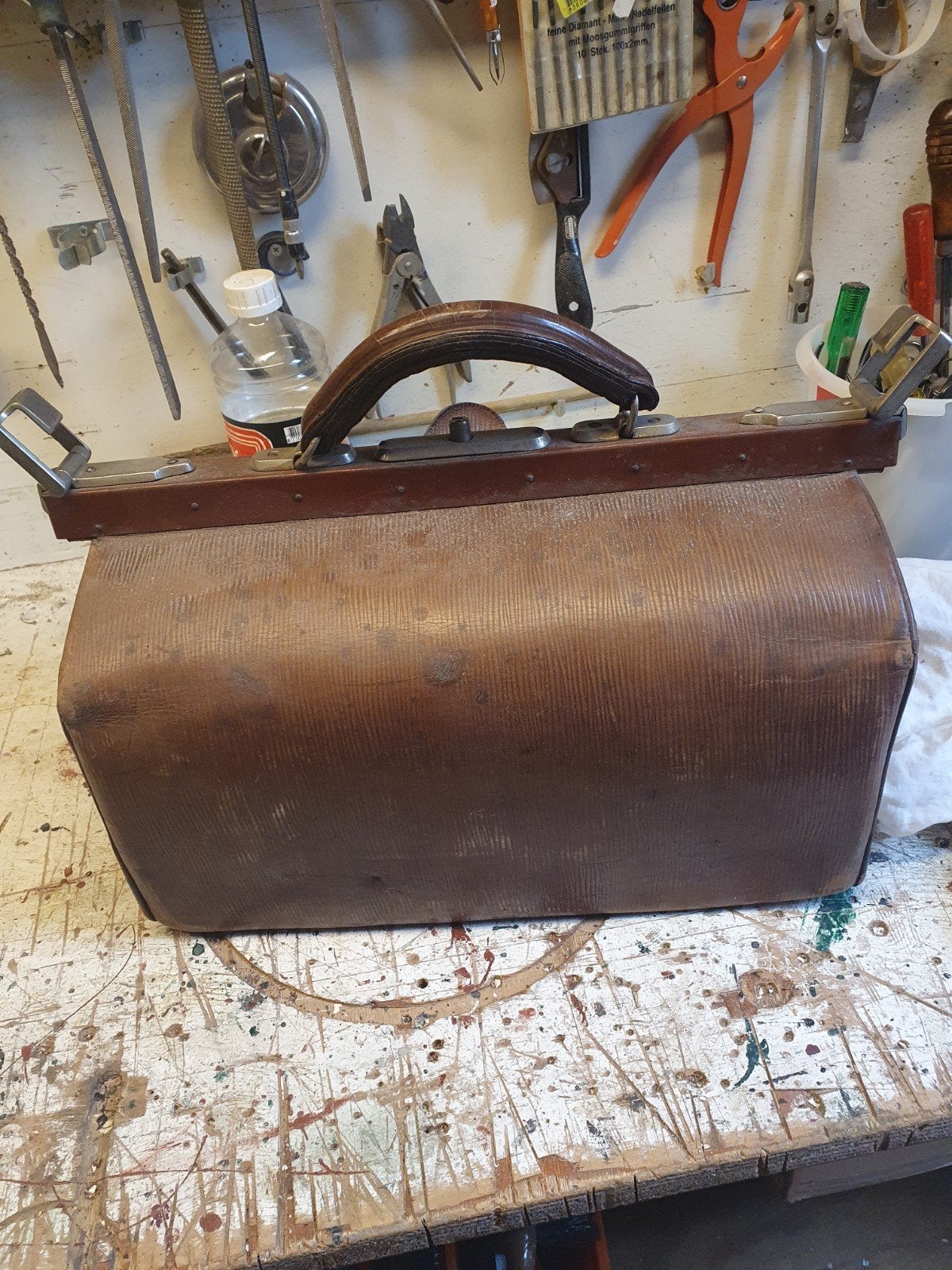 Antieke Dokters- of Reistas - Vintage Leer, Ophalen