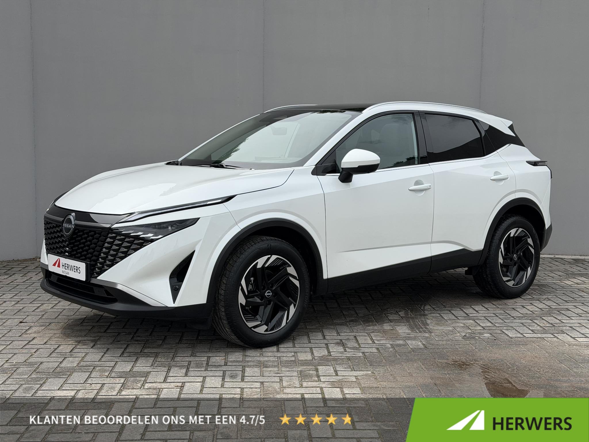 Nissan Qashqai 1.3 MHEV Xtronic N-Connecta / Panoramadak / 1, Auto's, 4 cilinders, Leder en Stof, Wit, 1365 kg