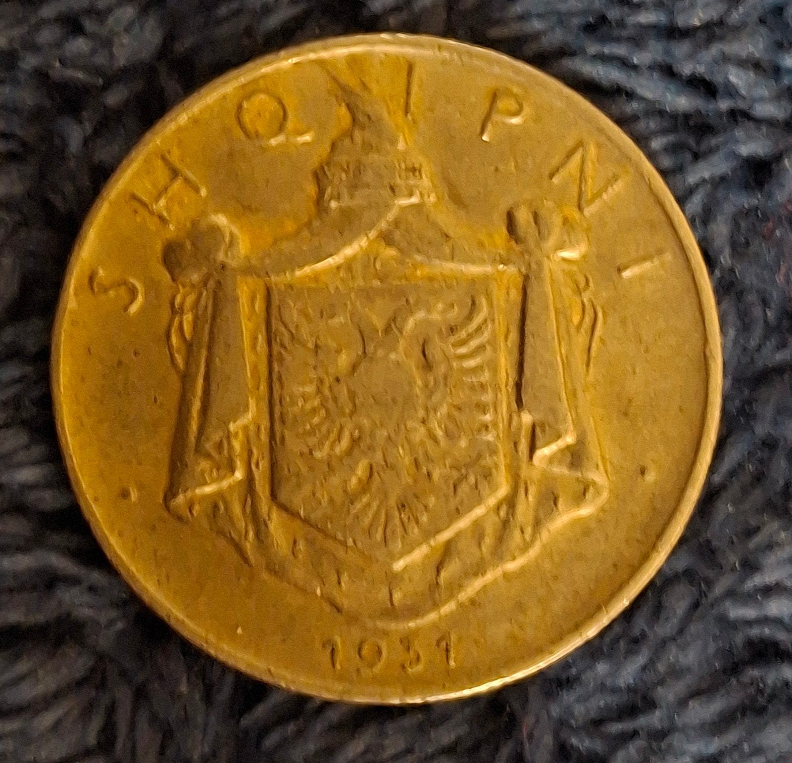 Albanië 1/2 Lek 1931 – Koning Zog I (Herkules), Ophalen of Verzenden, Overige landen, Losse munt