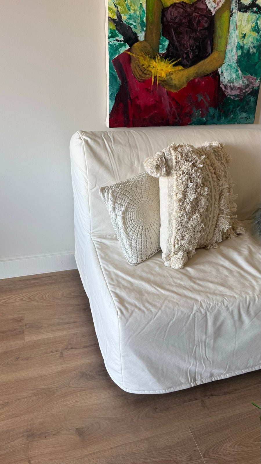 witte slaapbank/bank IKEA  LYCKSELE LÖVÅS, Huis en Inrichting, Slaapkamer | Stapelbedden en Hoogslapers, Gebruikt, Tweepersoons
