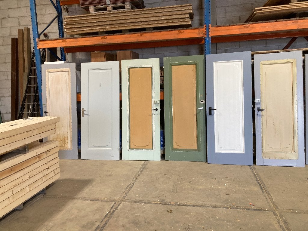 paneeldeuren, Doe-het-zelf en Verbouw, Deuren en Horren, Gebruikt, Binnendeur, 200 tot 215 cm, 80 tot 100 cm, Glas, Hout, Ophalen