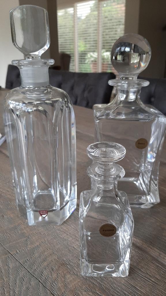 ORREFORS Kristallen Whiskey Karaf & 2 Kristallen Karafffen, Antiek en Kunst, Ophalen of Verzenden