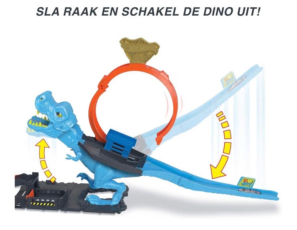Hot Wheels T-Rex Racebaan met Looping, Ophalen, Racebaan, Zo goed als nieuw, Met looping