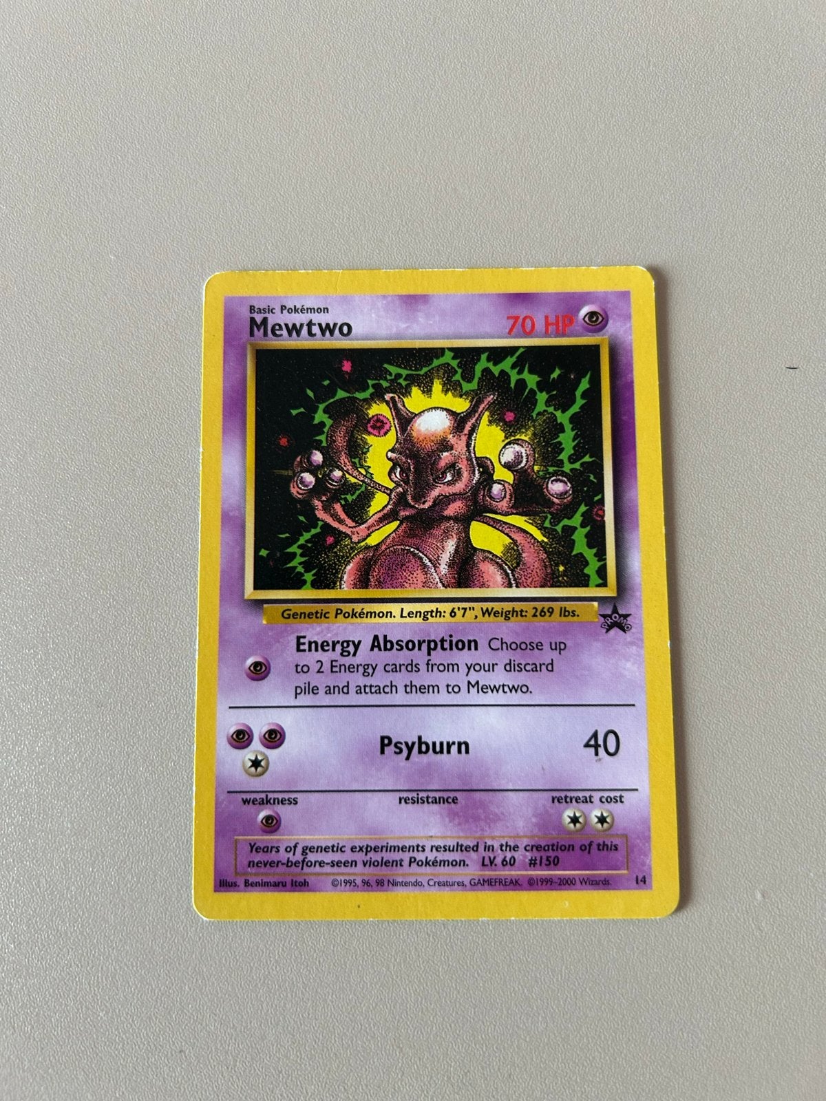 Mewtwo Pokémon Kaart - Basic Pokémon 70 HP, Hobby en Vrije tijd, Ophalen of Verzenden, Gebruikt, Losse kaart