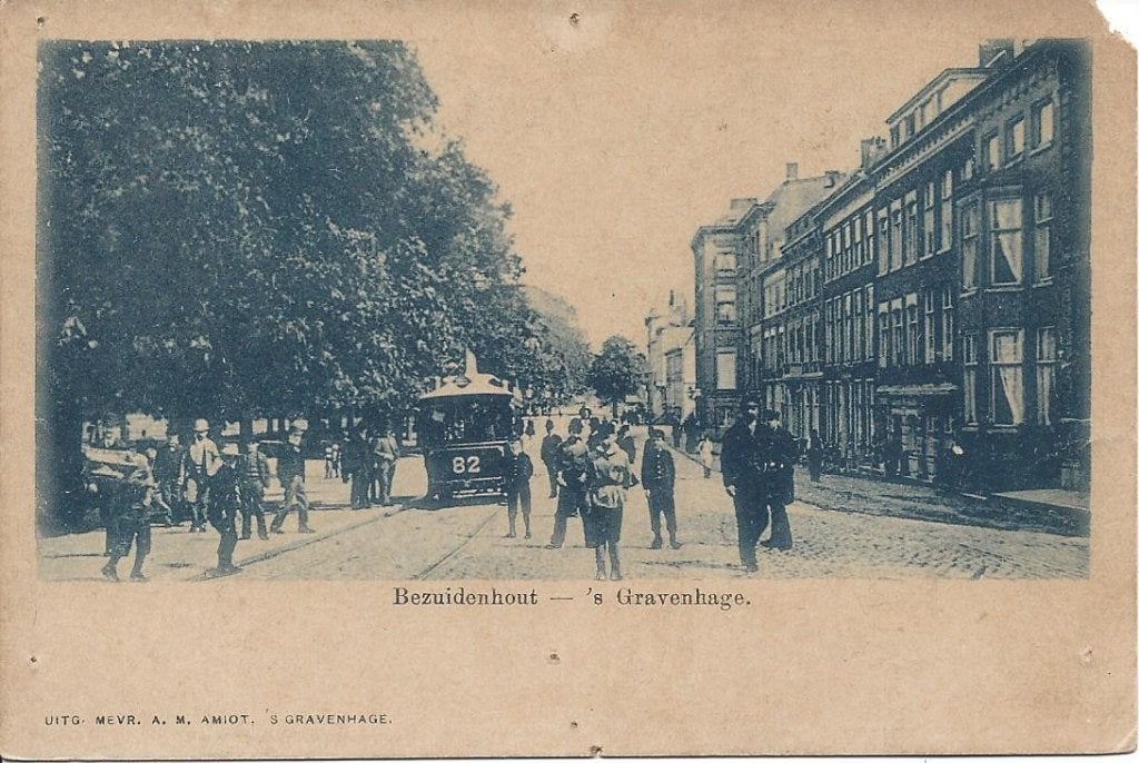 's Gravenhage, Bezuidenhout, veel Volk, Paardentram, ca.1900, Ophalen of Verzenden, Voor 1920, Ongelopen, Zuid-Holland