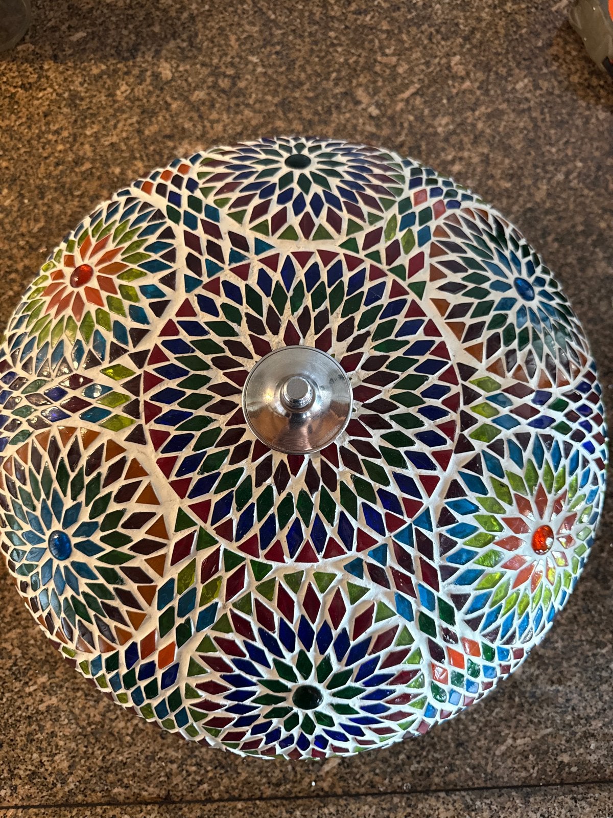 Oosterse Mozaïek plafondlamp - Kleurrijk & Sfeervol, Huis en Inrichting, Ophalen, Zo goed als nieuw, Glas