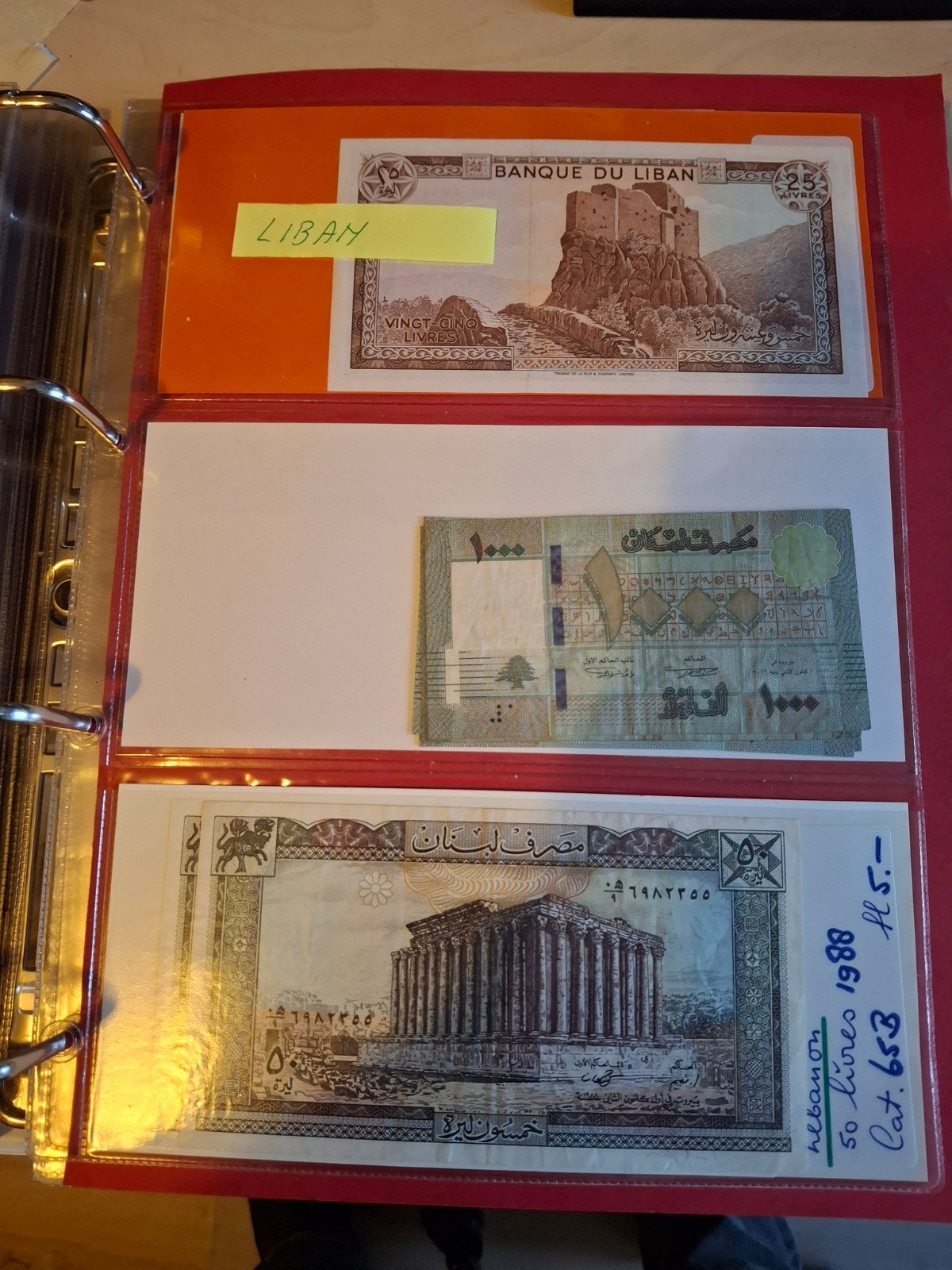 Set van 9 verschillende Libanese bankbiljetten, Ophalen of Verzenden