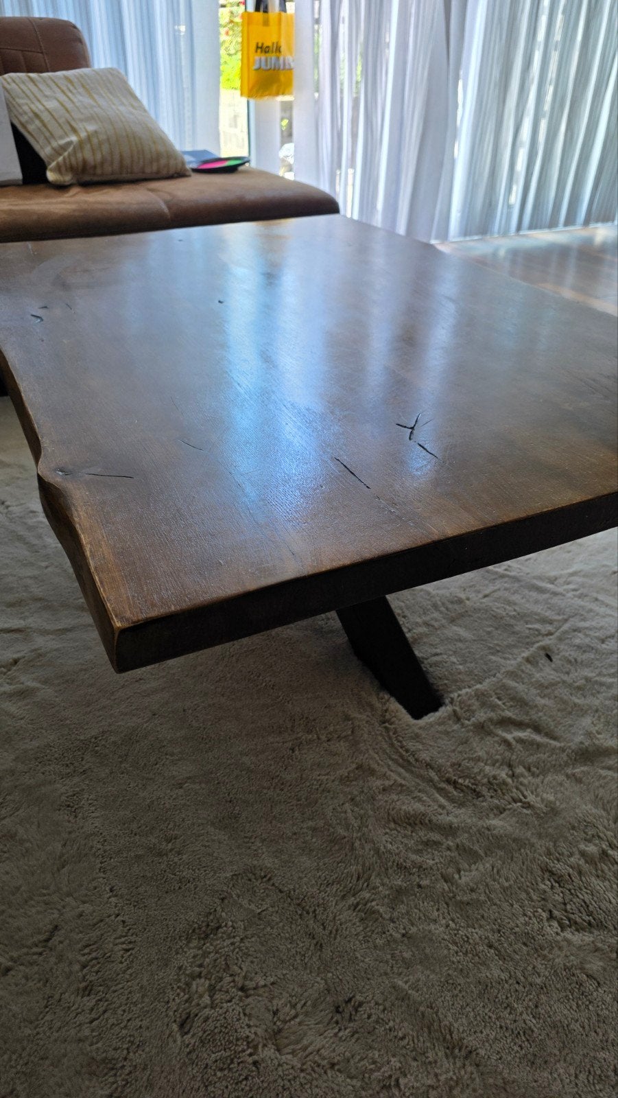 Salontafel en eettafel set - robuust hout en metaal, Gebruikt, 50 tot 100 cm, Vijf personen of meer, 150 tot 200 cm