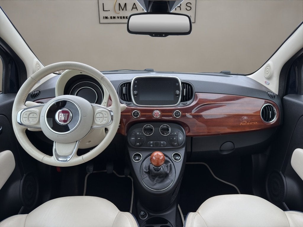 Fiat 500 0.9 TwinAir T Riva 2017 BLAUW | Schuifdak | Display, Auto's, 12 maanden, 86 pk, Gebruikt, Navigatiesysteem