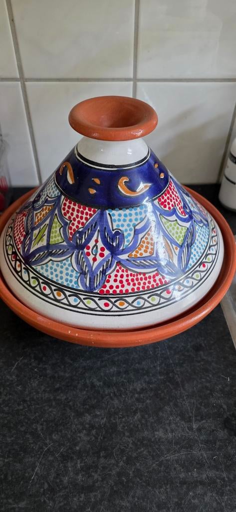 Mooie handgeschilderde tajine, Ophalen, Overige typen, Zo goed als nieuw, Steen/keramiek