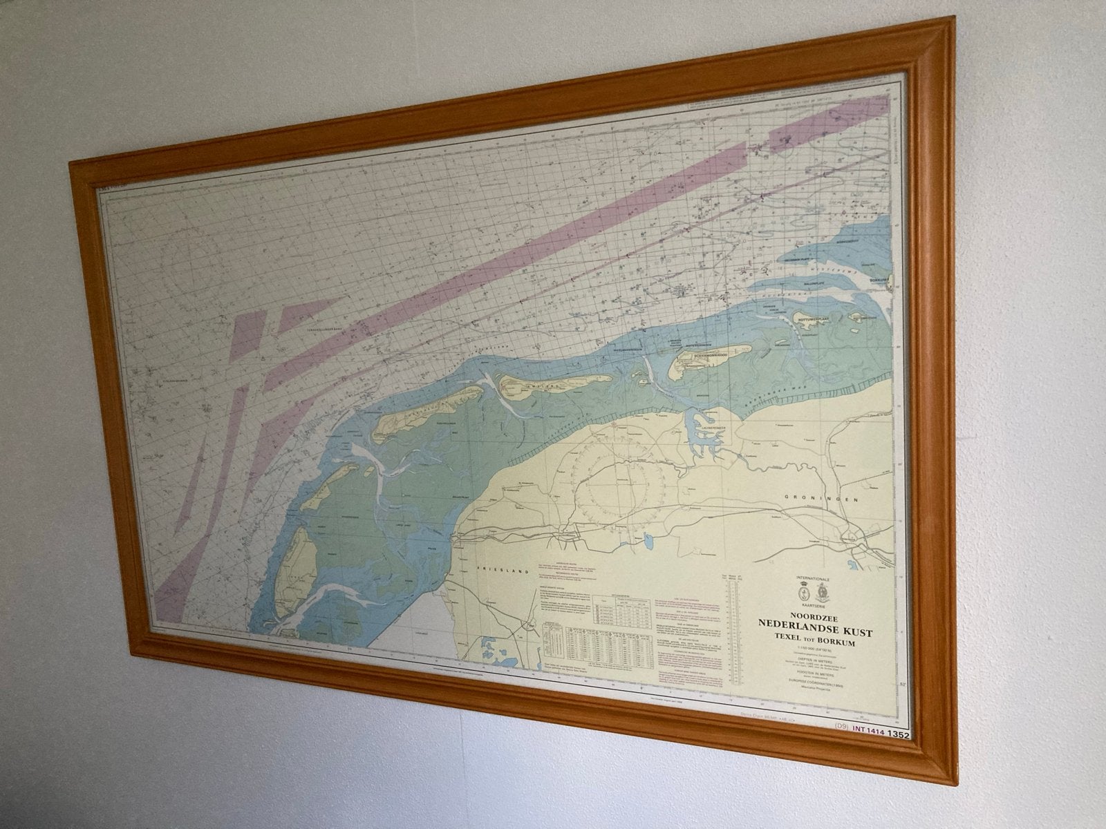 Ingelijste zeekaart Noordzee Nederlandse Kust Texel tot Bork, Boeken, Ophalen, Overige typen, Zo goed als nieuw, 1800 tot 2000