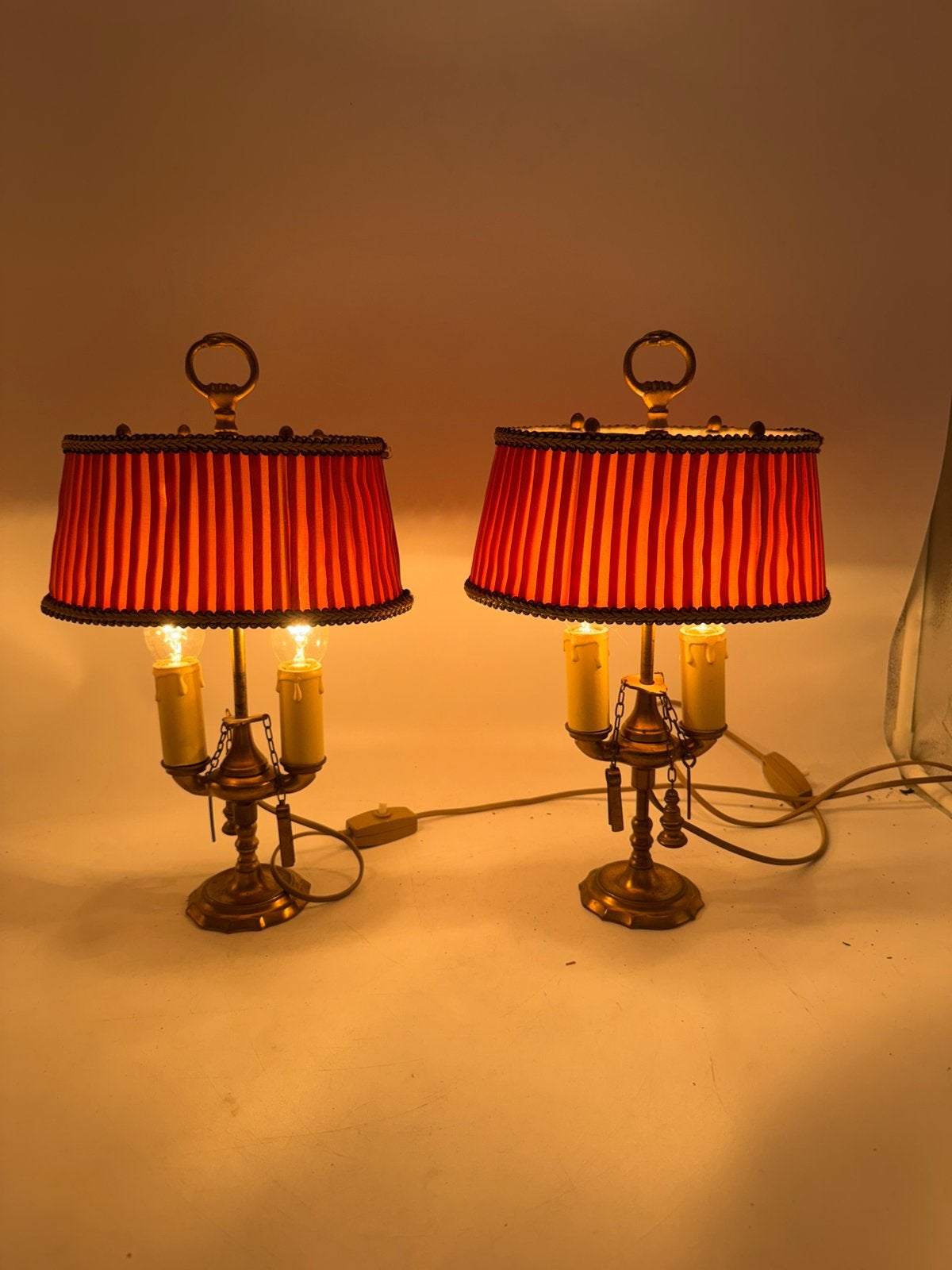 Set Antieke Bouillotte Lampen (36cm) – Verstelbare kappen, Ophalen of Verzenden