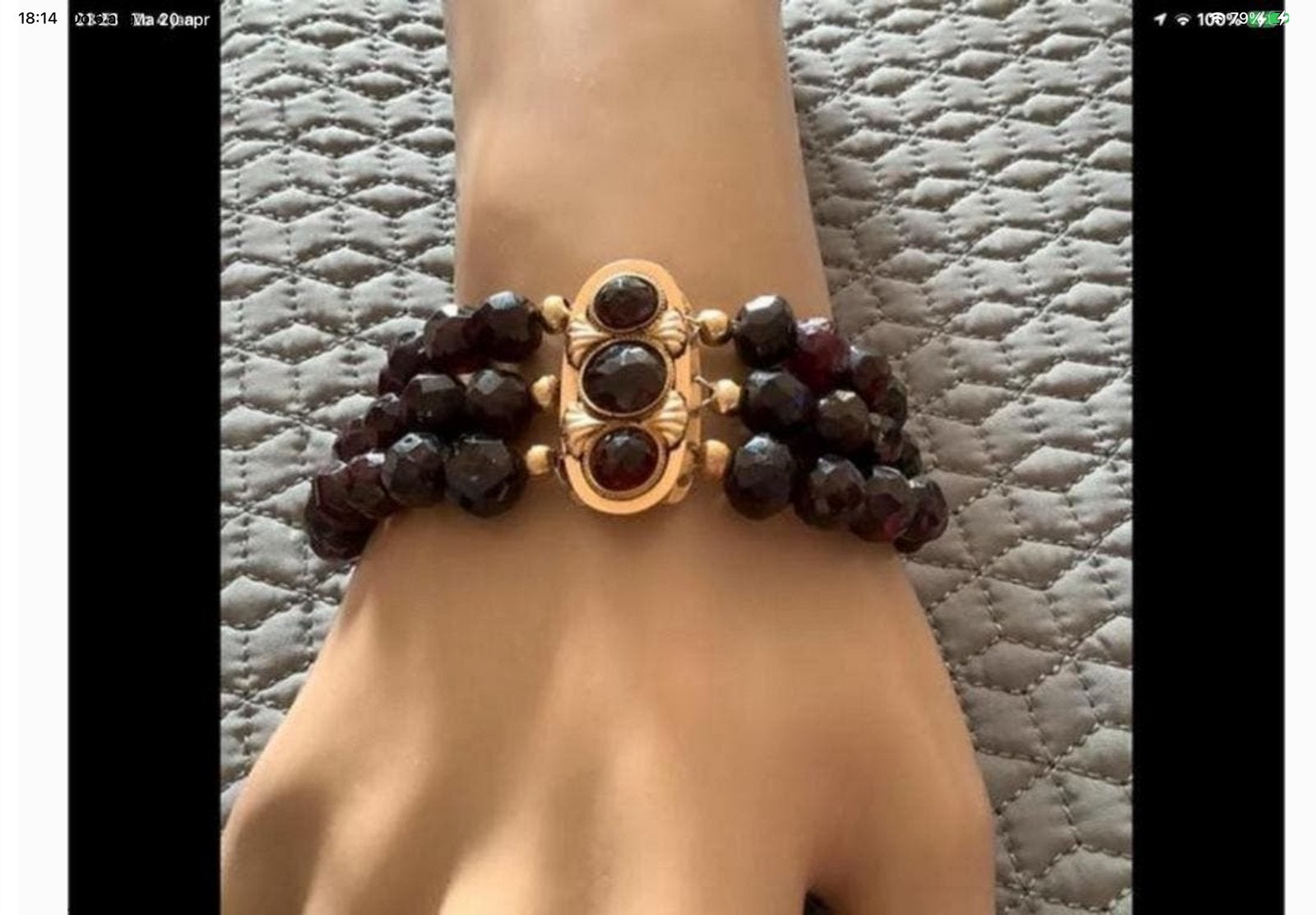 Prachtige antieke Gouden armband edelstenen Granaat 18 kar, Sieraden, Tassen en Uiterlijk, Armbanden, Verzenden, Zo goed als nieuw