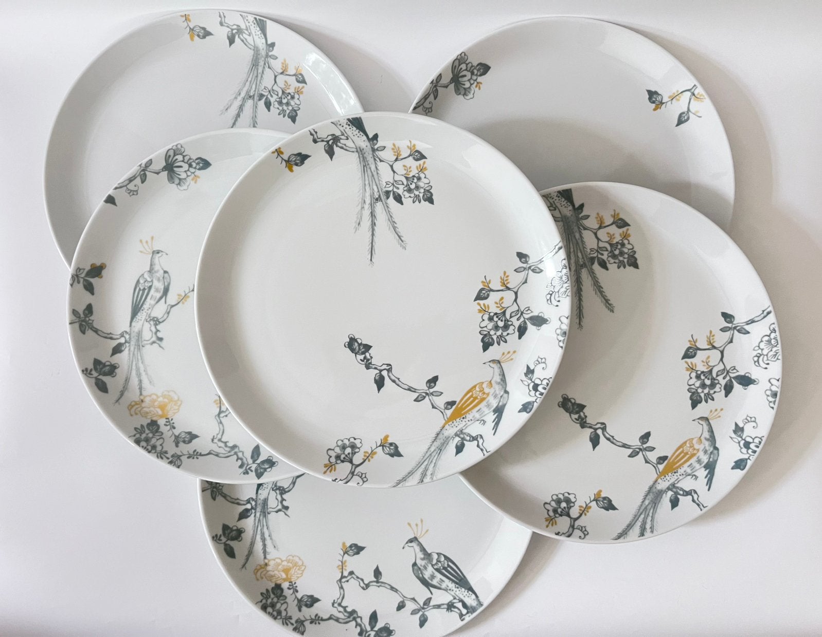 6x Vivo by Villeroy & Boch borden 'Peacock' 27cm, Vivo, Ophalen of Verzenden, Zo goed als nieuw, Bord(en)